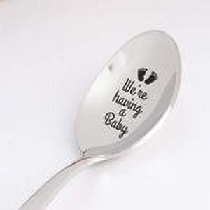 Engraved Spoon - Pregnancy Announcement Gift | We are Having A Baby Expecting Parent Gift For Him / Her | Pregnancy Baby Reveal Gift Ideas For Husband | New Mom Gift | Engraved Spoon Gift - 7 Inch