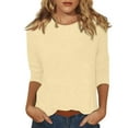 thumbnail image 2 of UoCefik Three Quarter Sleeve Womens Tops Summer Casual Elbow Round Neck Shirts Business Loose Fit Solid 3/4 Length Sleeve Tshirt Dressy Holiday Blouses Lightweight Tunic Top Complexion XL, 2 of 8
