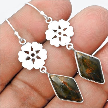 Desiregem Natural Turkish Rainforest Chrysocolla 925 Silver Adult Women Earrings Jewelry SDE56001