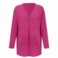 thumbnail image 5 of felwors Womens Casual Lightweight with Pocketes Long Sleeve Open Front Cardigan Hot Pink, L, 5 of 8