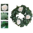 thumbnail image 4 of Horivan Artificial Green Plants Wreath with Roses Realistic Floral Arrangement for Front Door Wall Decor Year Round Indoor Outdoor Home Decoration 42cm Spring Summer Fall Winter Wreath, 4 of 6