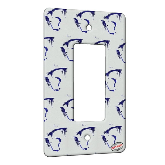 KuzmarK™ 1 Gang Rocker Wall Plate - Simplicity Horse Head in Blue Horse Modern Art by Denise Every