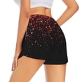 thumbnail image 4 of Picia Red Glitter1 Pattern Women's 2 in 1 Athletic Running Shorts High Waisted Workout Casual Gym Sweat Shorts with Comfy Liner Zipper Pockets-X-Large, 4 of 9