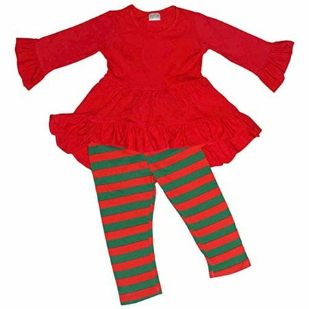 

Girls Christmas Ruffle Winter Outfit (3T/S Red)