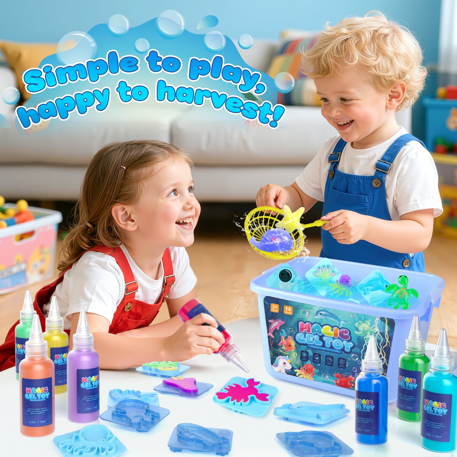 Huge Wave 20 Colors Magic Fairy Water Gel Toy Kit for Kids, Creative Water Gel Kit with 20 Magic Gels & 8 Molds, STEM Birthday Gift for Girls Ages 3-8