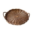 thumbnail image 1 of [] Wicker Bread Basket 2pcs  Rattan Storage Tray Hand-Woven Storage Basket with Handle for Bread Fruit Food Breakfast Display Storage Basket, 1 of 6