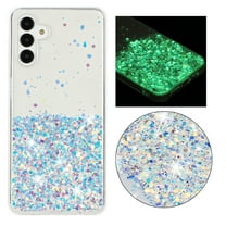 Luminous Case for Samsung Galaxy A15, Glow in the Dark Fluorescent Glitter Case for Women Girls, Bling Sparkle Lightweight Slim Shockproof Protective Phone Cover for Samsung Galaxy A15, White