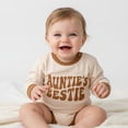 thumbnail image 5 of Bainana Baby Bodysuit Unisex Onesies Spring Summer Clothes Long Sleeve Crew Neck Auntie'S Bestie Romper For Everyday Wear Beige Size 12-18 Months, 5 of 9