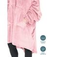 thumbnail image 5 of Bare Homey Adult Size Microplush Wearable Blanket, Split Front Pocket, Light Pink, 5 of 8