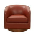 thumbnail image 3 of Taos Caramel  100 percent Top Grain Leather Wood Base Swivel Barrel Chair, 3 of 11