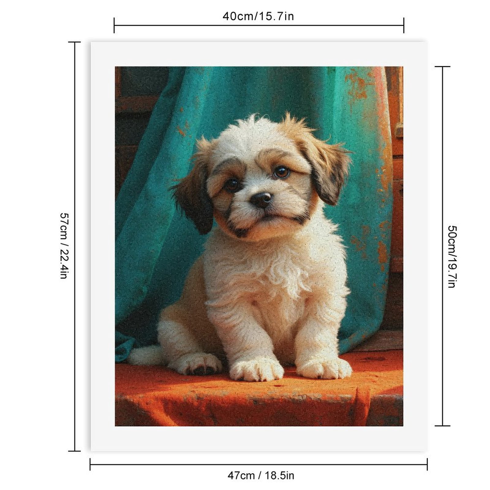 Paint by Numbers Kit for Adults, Puppy Sitting on Colorful Fabric Paint by Numbers, Easy Paint by Numbers Kit for Adults Beginner, DIY Adult Paint by Number Kits on Canvas, 12x16in Home Decor