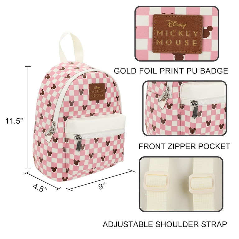 NWT! Disney Mickey Mouse Pink Checkered Mini Backpack Disney Parks Minnie Mouse Checkered Texture Pink Mini  main image 4
