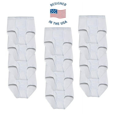 Men's Cotton No Ride Up Briefs w/Comfort Flex Waistband Underwear Big and Tall Sizes avalible (M, White, 6 Pack)