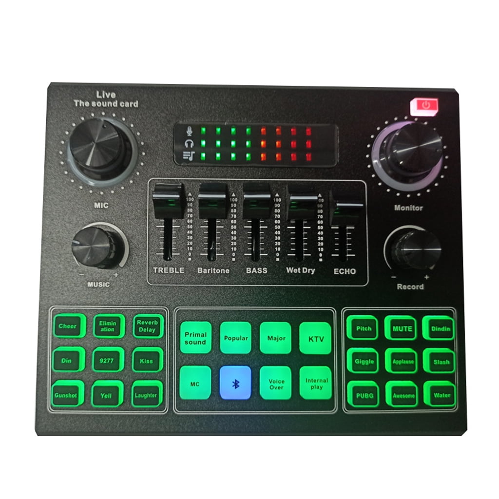 V9 Bluetooth-compatible Sound Card USB Headset Microphone Webcast Live Streaming Sound Card Phone Computer Singing Sound