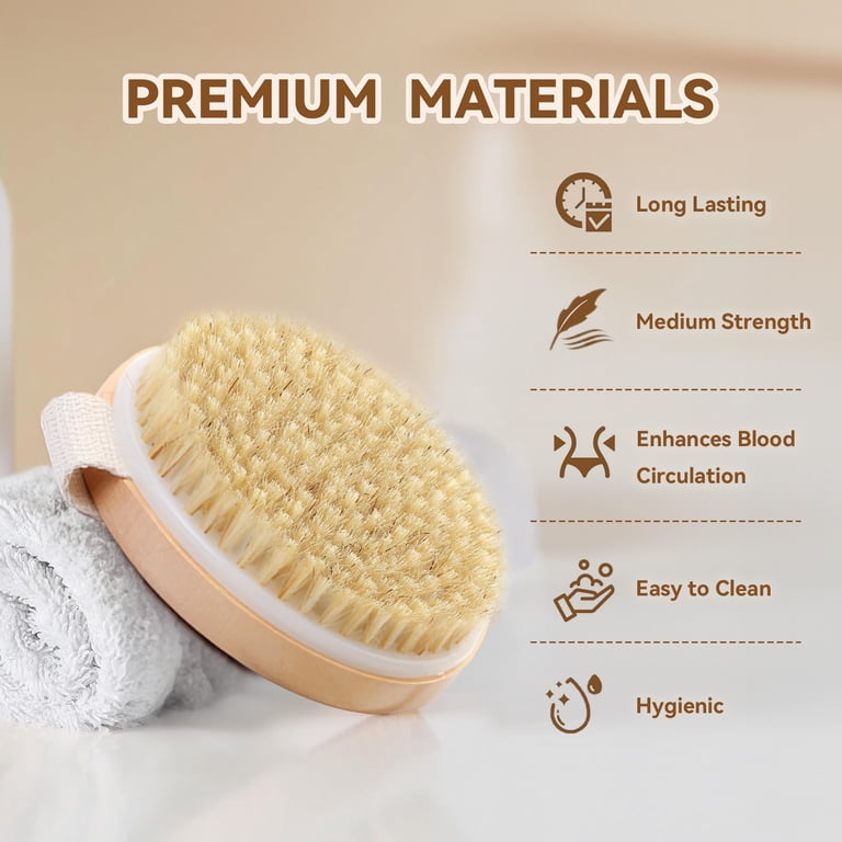 detects motiond 2 Pack Natural Bristle Dry Body Brush photo 4