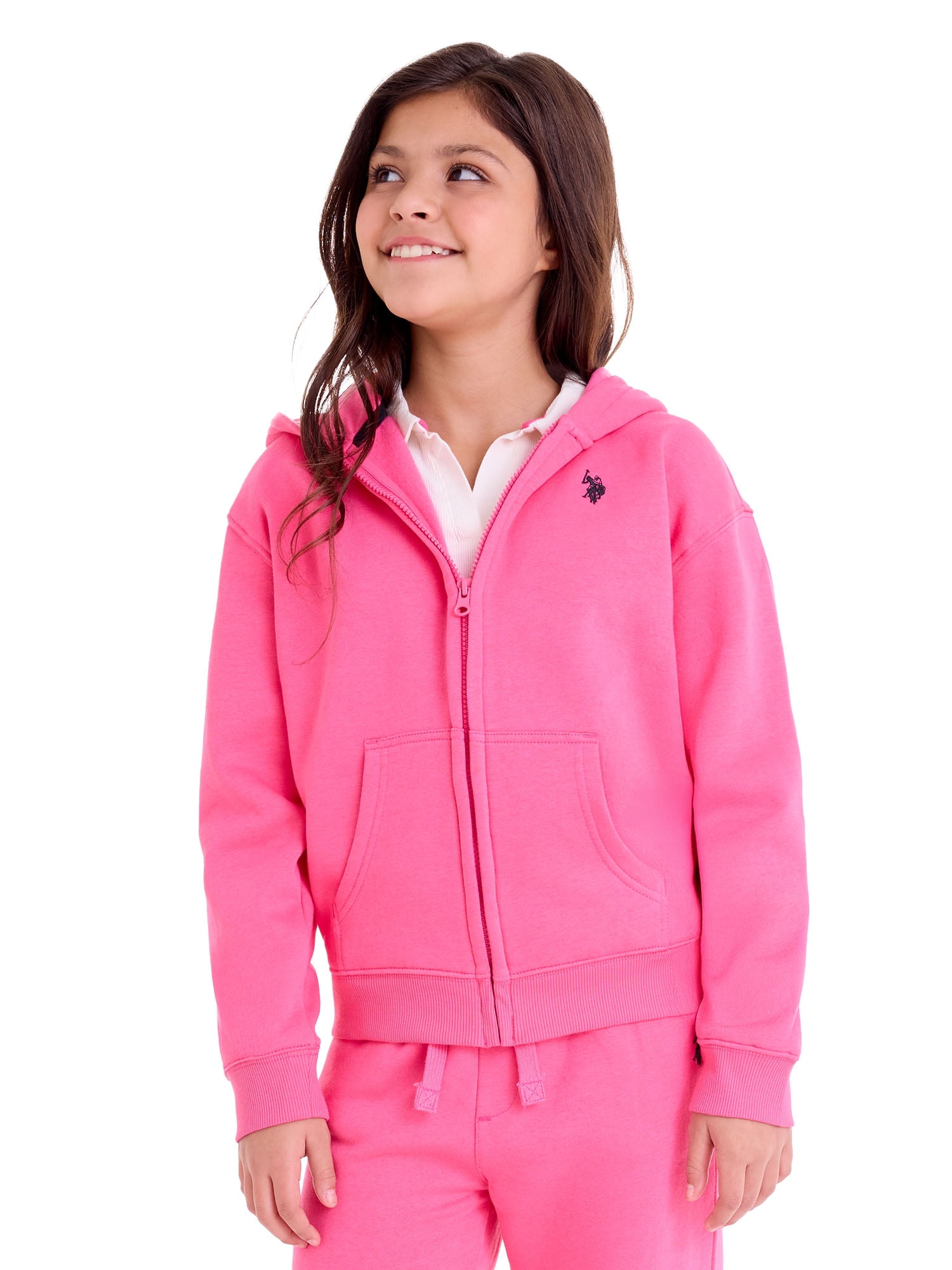 U.S. Polo Assn. Girls Fleece Zip-Up Hoodie, Sizes 4-18