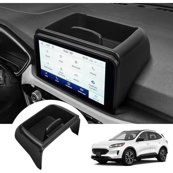 Canvcle Center Console Dash Organizer for 2020-2025 Ford Escape Accessories 8-inch Dashboard Insert Tray with Cellphone Holder Storage Box with Anti-Slip Mat(Not fit 13.2-Screen)