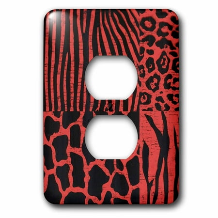 3dRose Black Animal Prints With Bright Red 2 Plug Outlet Cover lsp 37290 6