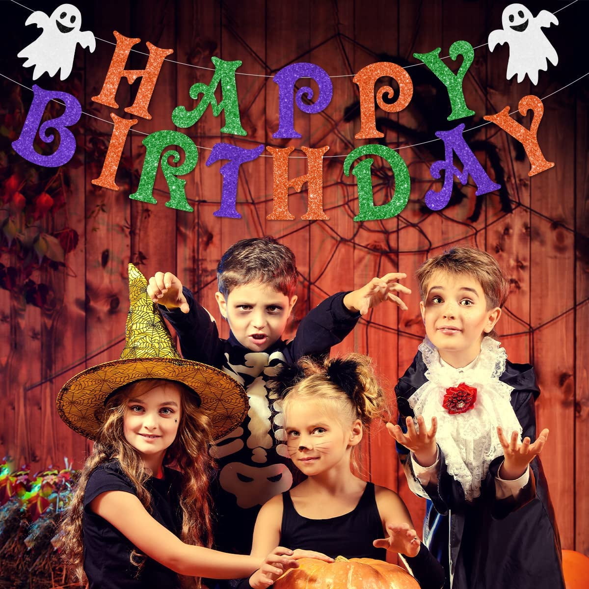 Glitter One Spooky Ghoul Banner | Halloween 1st Birthday Decor, Baby Shower Bunting Sign