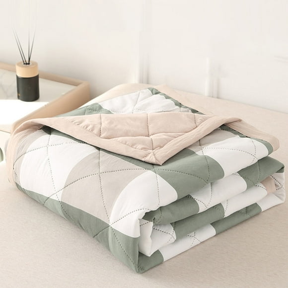 TOPRenddon Summer Blanket Overstock Queens Blanket for Bed Skin-Friendly Plain Printed Washed Cotton Bed Blanket Cool Comforters for Hot Sleepers Summer Modern Style Quilt Ventilation Quilt