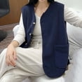 thumbnail image 2 of Lmnyox Sherpa Fleece Vest for Women Fashion Sleeveless Button Down Vest Outerwear Solid Thermal Casual Vest, 2 of 5