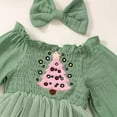 thumbnail image 6 of FYEGRE Festive Holiday Christmas Tree Dress for Baby Girls Long Sleeve Party Outfit Green 3-6 Months, 6 of 7