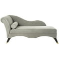 thumbnail image 2 of Safavieh Caiden Retro Chic Velvet Wood Chaise with Pillow, Indoor, Grey Velvet, 2 of 7
