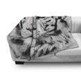 thumbnail image 2 of Safari Soft Flannel Fleece Blanket, White Tiger Wintertime Rare Animal Portrait Eyes Calm Noble Beast Photography, Cozy Plush for Indoor and Outdoor Use, 60" x 80", Grey Black White, by Ambesonne, 2 of 5