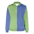 thumbnail image 4 of Unir Two-Tone Full Zip Athletic Jacket for Women, Stand Collar Long Sleeve, Casual Everyday Sporty Outerwear, 1 Piece, XS-6XL, Plus Size Friendly, 4 of 5