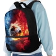 thumbnail image 4 of Binienty Flame Soccer Print Kids School Backpack for Teens 7-14 17 Inch Laptop Sleeve Customizable Shoulder Strap Large Capacity Casual Travel Daypack Bookbag, 4 of 6