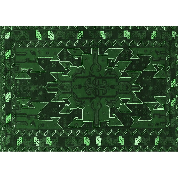 Ahgly Company Indoor Rectangle Persian Emerald Green Traditional Area Rugs, 7' x 10'