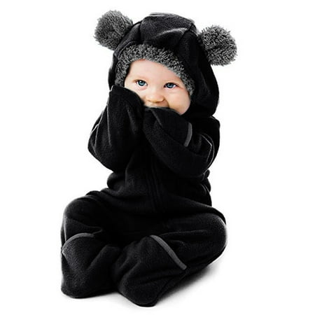 

CHUOU Baby Boy Girl Bear Ears Footed Hooded Romper Jumpsuit Coat