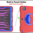 thumbnail image 6 of Kids Case for iPad Pro 11 Inch (2022/2021/2020/2018 Model), iPad Air 5/4 (10.9-Inch), Military Grade Shockproof Rugged Protective Cover with Built-in Stand/Pencil Holder Shoulder Strap, Red Blue, 6 of 12