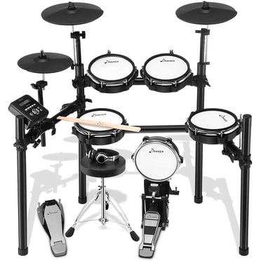 Donner DED-200X Electric Drum Set – 8-Piece Kit W/ Throne, Headphones & Dual Zone Snare