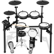 Donner DED-200 Mesh Head 8-Piece Electronic Drum Kit with 225 Sound, Throne, Sticks Headphone, Audio Cable and Stable Iron Metal Support Set for Beginner