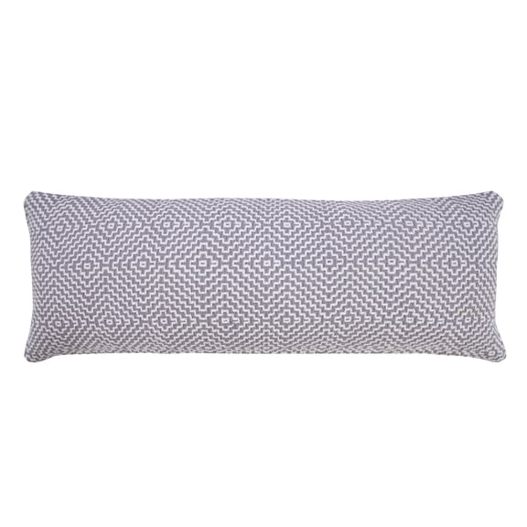 Ox Bay 14" x 36" Hand-Woven Gray/ White Diamond Organic Cotton Pillow Cover
