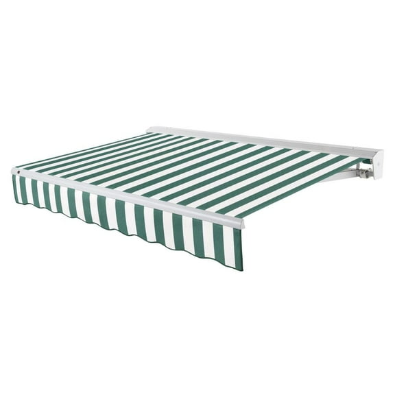 Awntech 12' x 10' Destin Left Motorized Patio Retractable Awning, Forest/White Stripe