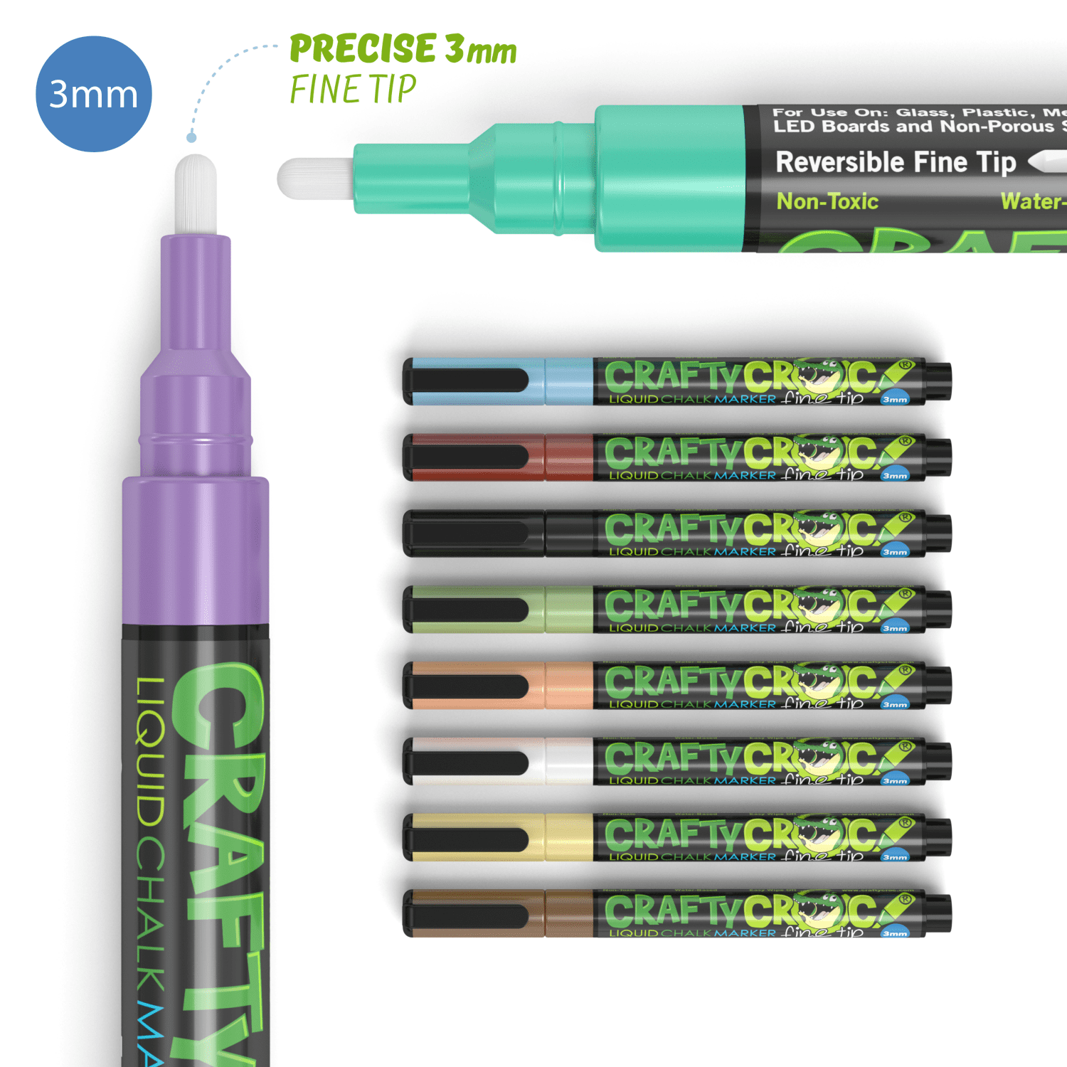 12 Earth Tone Chalk Markers - Medium Tip Wet Eraseable Liquid Chalk Pens by  ArtShip Design 