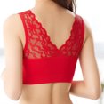 thumbnail image 4 of rygai Lady Bra Solid Color Wireless Lace See-through Hollow Out Push Up V Shape Back No Constraint Padded Brassiere Female Garment,Khaki,One Size, 4 of 8