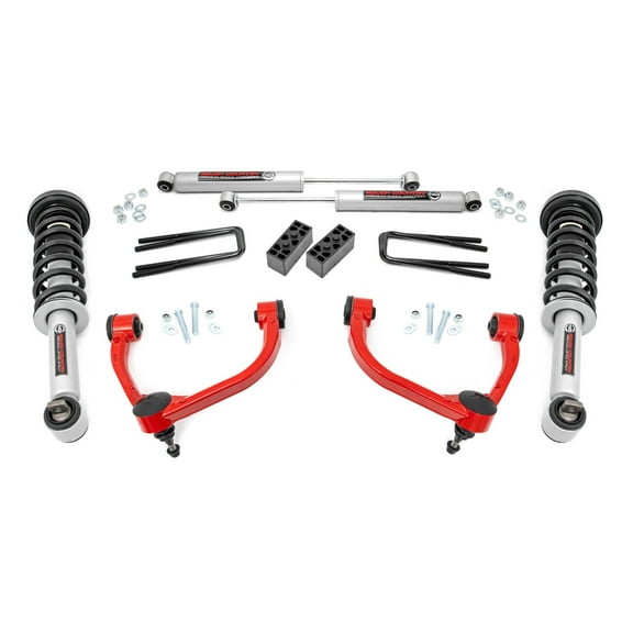Rough Country 3" Lift Kit w/N3 Struts for 2014-2020 Ford F-150 4WD - 54531RED