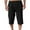 Black, variant on snilers Men's Linen Capris Casual Baggy Knee Length 3/4 Pants Summer Drawstring Lounge Beach Cropped Pants with Pockets