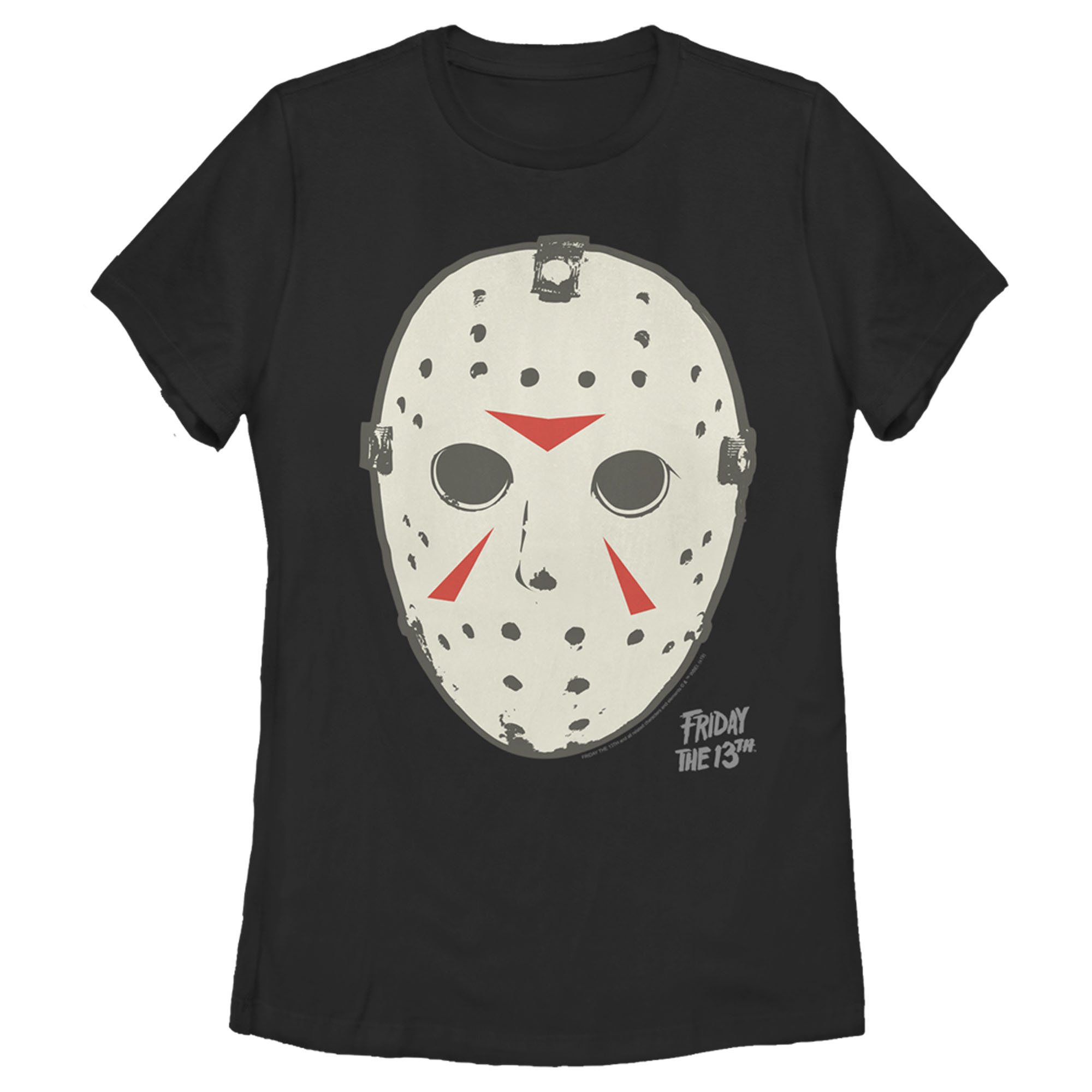 Women's Friday the 13th Jason Vorhees Hockey Mask Logo Graphic Tee Black Medium