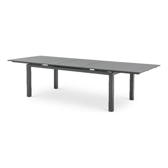 Maklaine Outdoor Dark Gray Aluminum Patio Extendable Dining Table