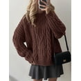 thumbnail image 2 of Suéter PRETTYGARDEN Oversized de Punto Trenzado Cuello Redondo Café Talla L, 2 of 6