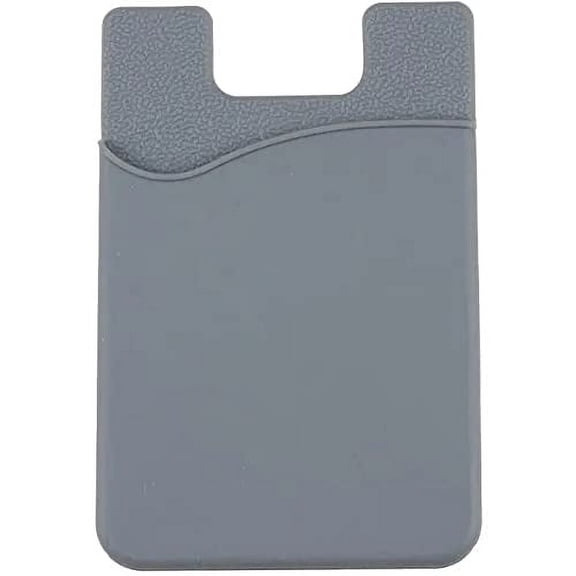 Silicone Phone Card Holder Pocket, Stick On Wallet, Adhesive Credit Card Pouch, Compatible with iPhone & Samsung Galaxy - Grey
