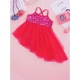 thumbnail image 4 of Jizyo Kids Girls Sequins Camisole Ballet Tutu Dress Gymnastic Leotard Shiny Asymmetrical Dancewear Rose S, 4 of 7