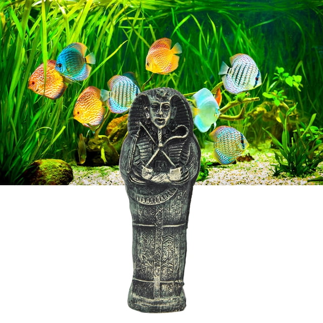 Decoraciones de Ataúd de Momias Adornos de Pescado de Acuario para Paisaje Cráno de Resina Calavera de Ataúd Mumi