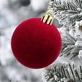 thumbnail image 3 of 6Pcs Velvet Christmas Ornaments Balls Flocked Christmas Tree Ball Hanging Ornaments Shatterproof Xmas Bulbs Decorations Set Velvet Ornament Balls for Holiday Wedding (Red), 3 of 8