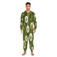 thumbnail image 3 of 1 Piece Adult Onesie Pajamas Cozy & Loose-Fit Sleepsuit Loungewear with Pockets Green Dandelions Pattern X-Small, 3 of 7