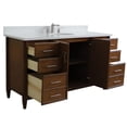 thumbnail image 6 of MCM 61" Single Oval Sink Solid Wood Vanity in Walnut/White Quartz Stone, 6 of 10